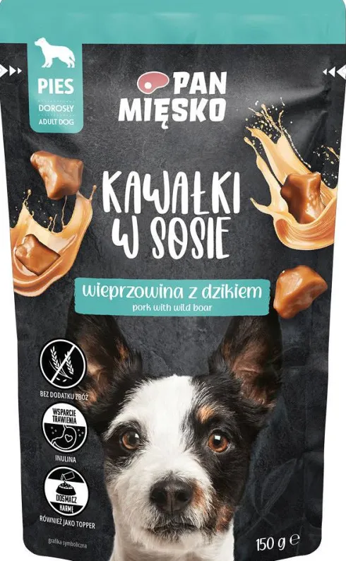 Pan Mięsko Adult Wieprzowina z dzikiem w sosie Mokra Karma dla psa op. 150g