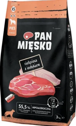 Pan Mięsko Cielęcina z indykiem Extra Small Sucha Karma dla psa op. 3kg