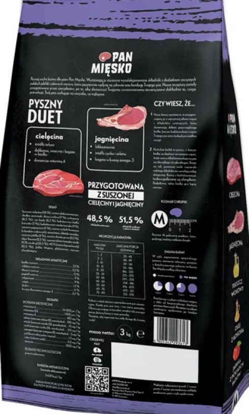 Pan Mięsko Cielęcina z jagnięciną Medium Senior Sucha Karma dla psa op. 3kg