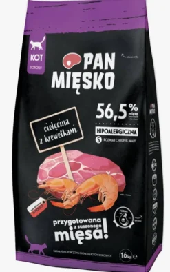 Pan Mięsko Cielęcina z krewetkami Sucha Karma dla kota op. 1.6kg