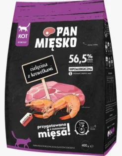 Pan Mięsko Cielęcina z krewetkami Sucha Karma dla kota op. 400g