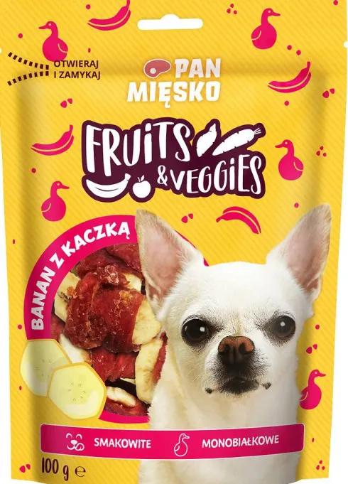 Pan Mięsko Fruits&Veggies Banan z kaczką Przysmak dla psa op. 100g