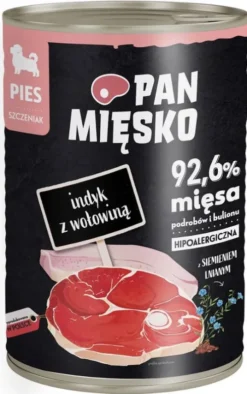 Pan Mięsko Indyk z wołowiną Mokra Karma dla szczeniaka op. 400g Pakiet 12szt.
