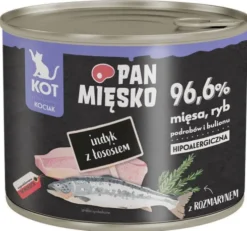 Pan Mięsko Kitten Indyk z łososiem Mokra Karma dla kociąt op. 200g Pakiet 12szt.