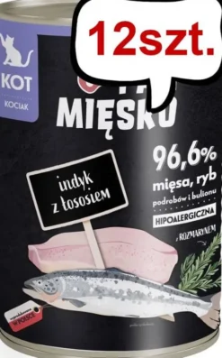 Pan Mięsko Kitten Indyk z łososiem Mokra Karma dla kociąt op. 400g Pakiet 12szt.
