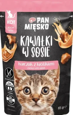 Pan Mięsko Kitten Kurczak z królikiem w sosie Mokra Karma dla kociąt op. 85g