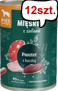 Pan Mięsko Pasztet z ziołami i kaczką Mokra Karma dla psa op. 400g Pakiet 12szt.