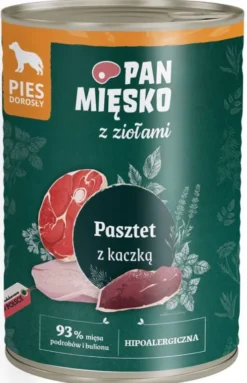 Pan Mięsko Pasztet z ziołami i kaczką Mokra Karma dla psa op. 400g Pakiet 12szt.