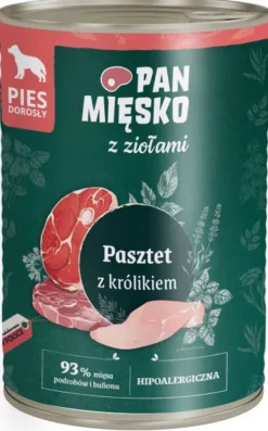 Pan Mięsko Pasztet z ziołami i królikiem Mokra Karma dla psa op. 400g