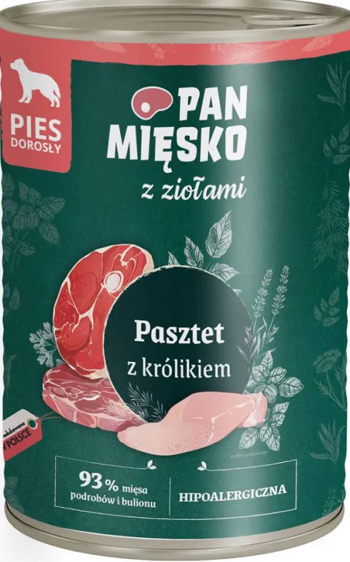 Pan Mięsko Pasztet z ziołami i królikiem Mokra Karma dla psa op. 400g