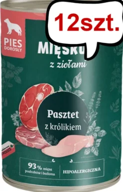 Pan Mięsko Pasztet z ziołami i królikiem Mokra Karma dla psa op. 400g Pakiet 12szt.