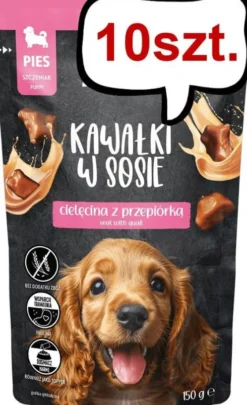 Pan Mięsko Puppy Cielęcina z przepiórką w sosie Mokra Karma dla szczeniaka op. 150g Pakiet 10szt.