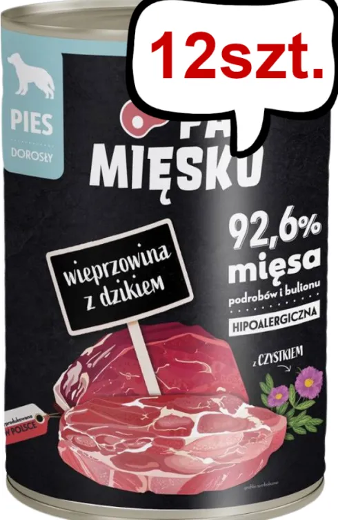 Pan Mięsko Wieprzowina z dzikiem Mokra Karma dla psa op. 400g Pakiet 12szt.