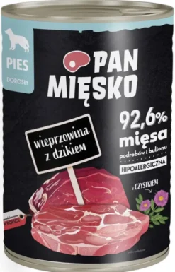 Pan Mięsko Wieprzowina z dzikiem Mokra Karma dla psa op. 400g Pakiet 12szt.