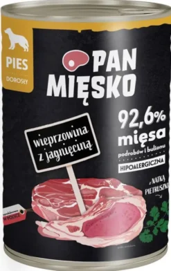 Pan Mięsko Wieprzowina z jagnięciną Mokra Karma dla psa op. 400g Pakiet 12szt.