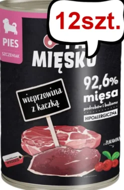 Pan Mięsko Wieprzowina z kaczką Mokra Karma dla szczeniaka op. 400g Pakiet 12szt.
