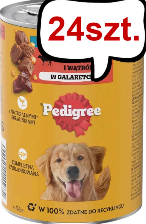 Pedigree Adult Wołowina w galaretce Mokra Karma dla psa op. 400g Pakiet 24szt.