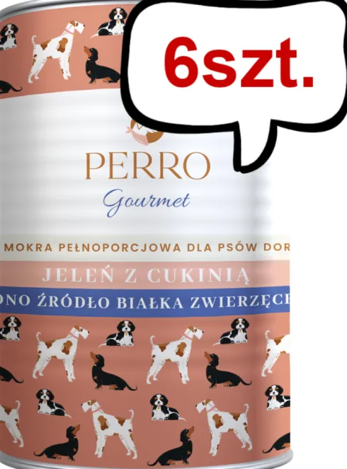 Perro Gourmet Adult Jeleń z cukinią Mokra Karma dla psa op. 400g Pakiet 6szt.