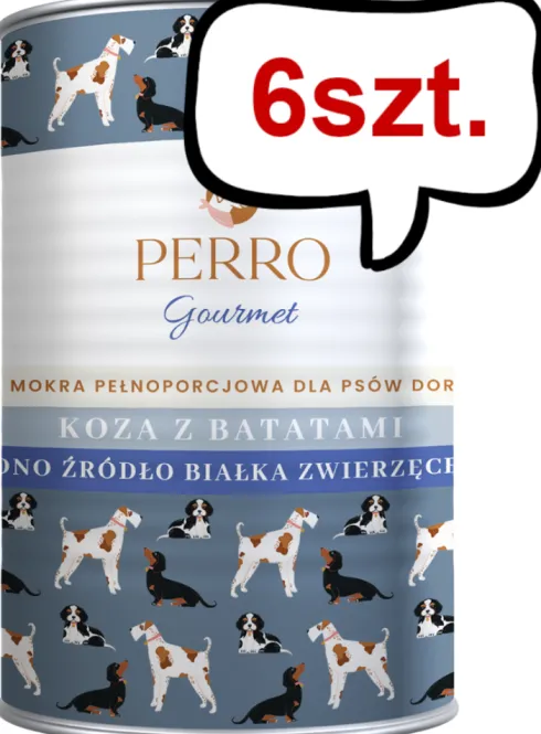 Perro Gourmet Adult Koza z batatami Mokra Karma dla psa op. 400g Pakiet 6szt.