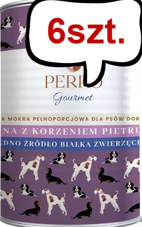 Perro Gourmet Adult Sarna z korzeniem pietruszki Mokra Karma dla psa op. 400g Pakiet 6szt.