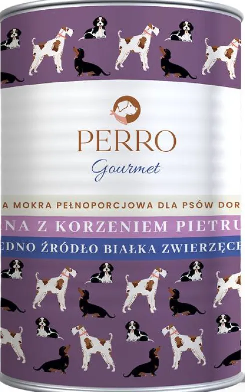 Perro Gourmet Adult Sarna z korzeniem pietruszki Mokra Karma dla psa op. 400g Pakiet 6szt.