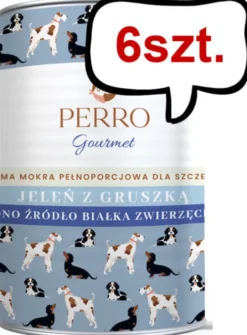 Perro Gourmet Junior Jeleń z gruszką Mokra Karma dla szczeniaka op. 400g Pakiet 6szt.