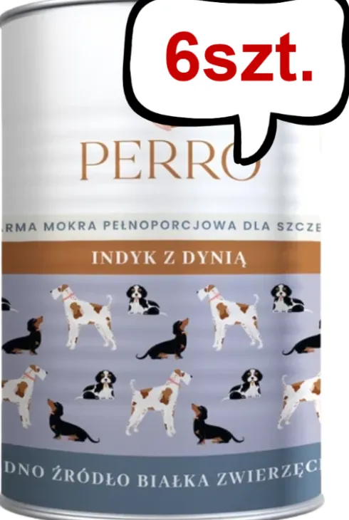 Perro Junior Indyk z dynią Mokra Karma dla szczeniaka op. 400g Pakiet 6szt.