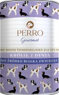 Perro Junior Królik z dynią Mokra Karma dla szczeniaka op. 400g Pakiet 6szt.