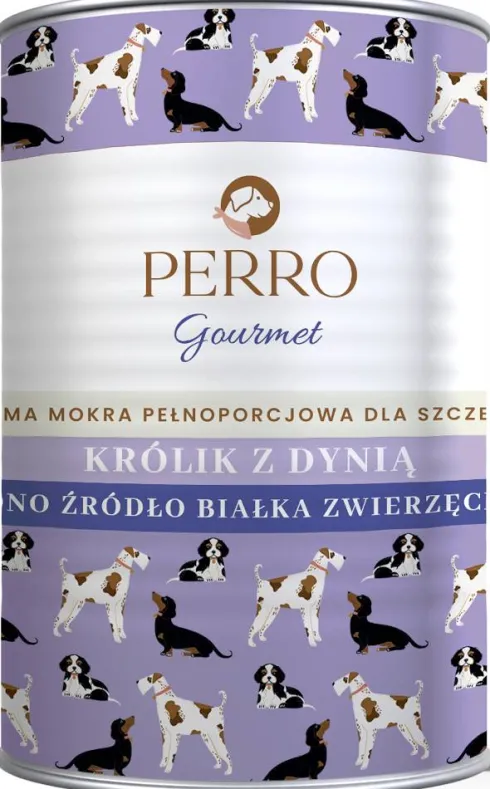 Perro Junior Królik z dynią Mokra Karma dla szczeniaka op. 400g Pakiet 6szt.