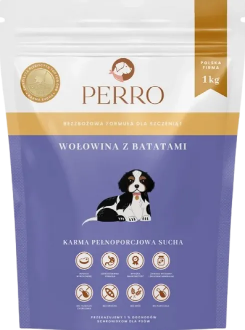 Perro Wołowina z batatami Sucha Karma dla szczeniąt op. 1kg