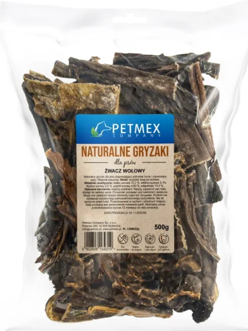 Petmex Żwacz wołowy suszony dla psa op. 500g WYPRZEDAŻ