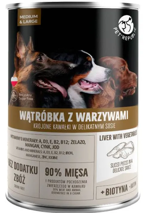 Pet Republic Adult Wątróbka z warzywami Mokra Karma dla psa op. 1250g Pakiet 6szt.