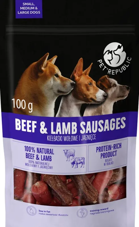 Pet Republic Przysmak Beef&Lamb Sauages dla psa op. 100g