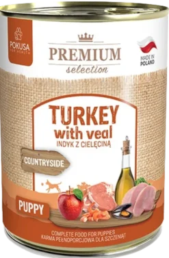 Pokusa Premium Selection Countryside Puppy Indyk z cielęciną Mokra Karma dla szczeniaka op. 400g Pakiet 6szt. WYPRZEDAŻ