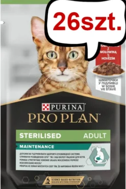 Pro Plan Cat Sterilised Wołowina Mokra Karma dla kota op. 85g Pakiet 26szt. + Podkładka pod Miskę GRATIS