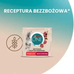 Purina ONE Cat Grain Free Sterilcat z Wołowiną Sucha Karma dla kota op. 1.1kg