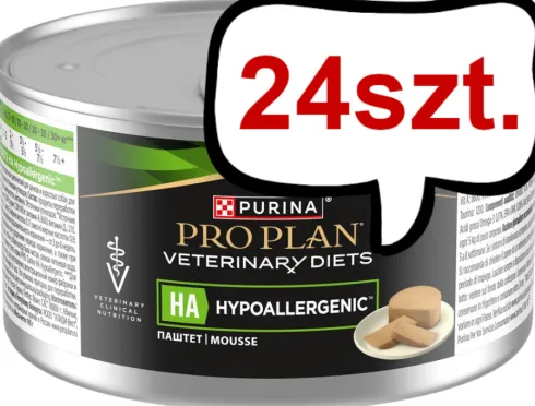 Purina Veterinary Diets HA Hypoallergenic Mokra Karma dla psa op. 195g Pakiet 24szt. + Podkładka pod Miskę GRATIS