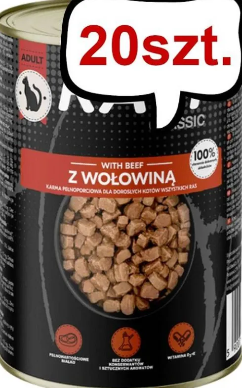 Rafi Adult Wołowina Mokra Karma dla kota op. 415g Pakiet 20szt.