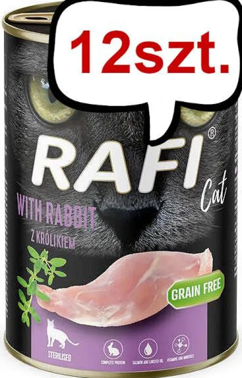 Rafi Cat Adult Sterilised Królik Mokra Karma dla kota op. 400g Pakiet 12szt.