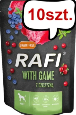 Rafi Dog Dziczyzna z borówką i żurawiną Mokra Karma dla psa op. 300g Pakiet 10szt. WYPRZEDAŻ