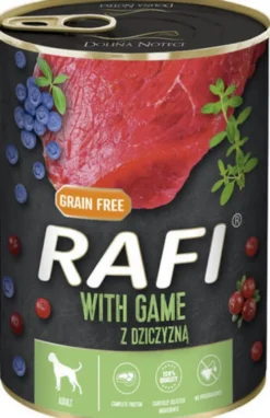 Rafi Dog Dziczyzna z borówką i żurawiną Mokra Karma dla psa op. 400g WYPRZEDAŻ