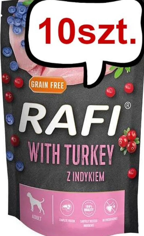 Rafi Dog Indyk z borówką i żurawiną Mokra Karma dla psa op. 500g Pakiet 10szt.