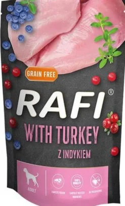 Rafi Dog Indyk z borówką i żurawiną Mokra Karma dla psa op. 500g Pakiet 10szt.