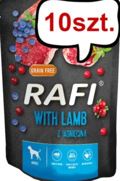 Rafi Dog Jagnięcina z borówką i żurawiną Mokra Karma dla psa op. 300g Pakiet 10szt. WYPRZEDAŻ