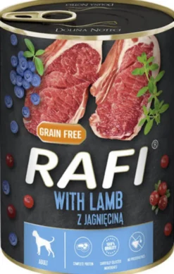 Rafi Dog Jagnięcina z borówką i żurawiną Mokra Karma dla psa op. 400g WYPRZEDAŻ