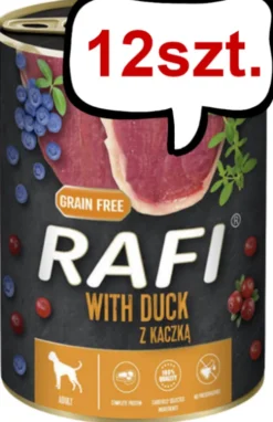 Rafi Dog Kaczka z borówką i żurawiną Mokra Karma dla psa op. 400g Pakiet 12szt. WYPRZEDAŻ