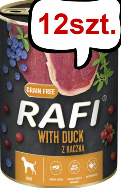 Rafi Dog Kaczka z borówką i żurawiną Mokra Karma dla psa op. 400g Pakiet 12szt. WYPRZEDAŻ