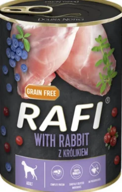Rafi Dog Królik z borówką i żurawiną Mokra Karma dla psa op. 400g WYPRZEDAŻ
