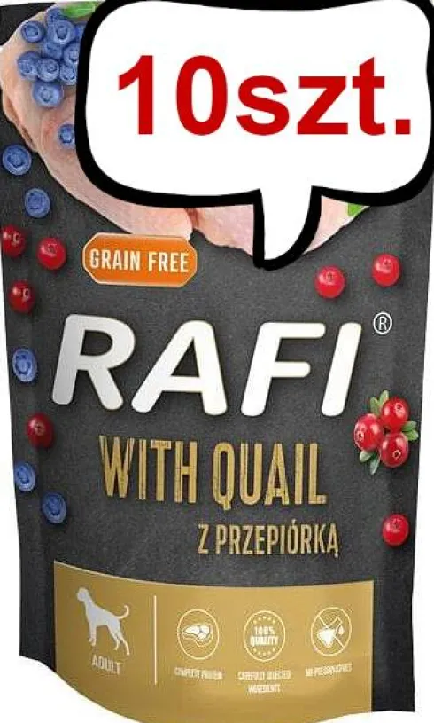 Rafi Dog Przepiórka z borówką i żurawiną Mokra Karma dla psa op. 500g Pakiet 10szt. WYPRZEDAŻ