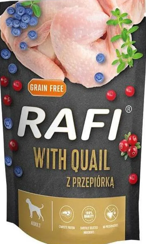 Rafi Dog Przepiórka z borówką i żurawiną Mokra Karma dla psa op. 500g Pakiet 10szt. WYPRZEDAŻ